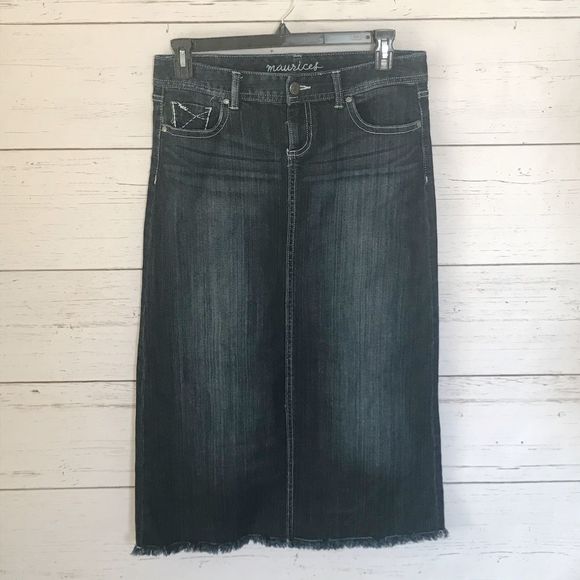 Maurices Dresses & Skirts - Maurices Midi Cut-Off Denim Skirt